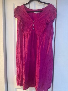 LOFT Hot Pink Eyelet Blouse